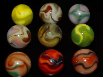 Nine Jabo Classic Marbles Large 15/16   Keepers A-14 • $19.95