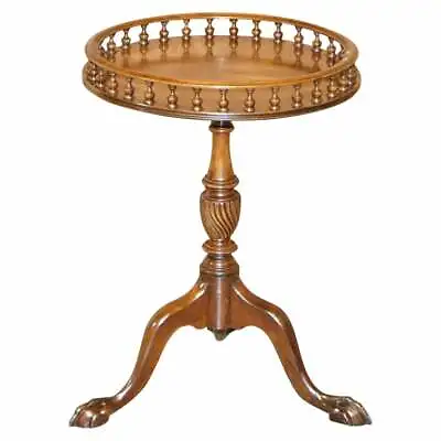 Flamed Mahogany Gallery Rail Side Table With Claw & Ball Feet Regency Style • $932.51