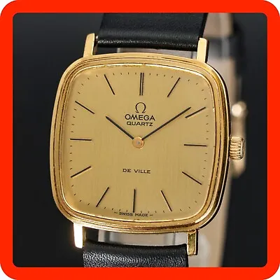 Vintage [N-MINT] OMEGA De Ville Cal.1330 Square Quartz Gold Men Watch 191 0045 • $289.99