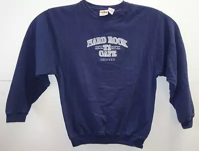 Hard Rock Cafe Denver Official Embroidered Sweatshirt Men Medium Dark Blue • $17.99