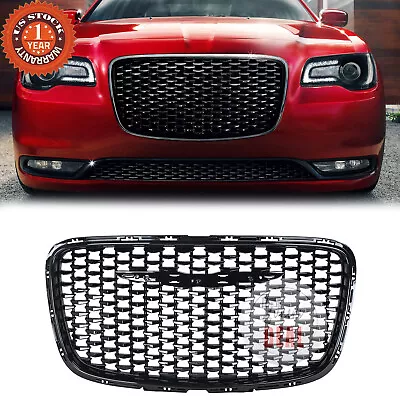 Front Bumper Upper Grille Black For 2015-2023 Chrysler 300 • $79.13