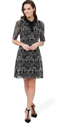 $42 • Buy Review Black & White Size 16 Lace Pussy-bow Dress New With Tags
