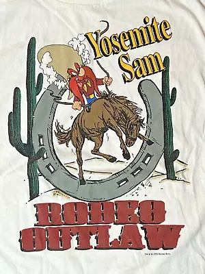 VTG 1995 Yosemite Sam 2XL Looney Tunes Rodeo Outlaw T-Shirt USA Single Stitch • $5