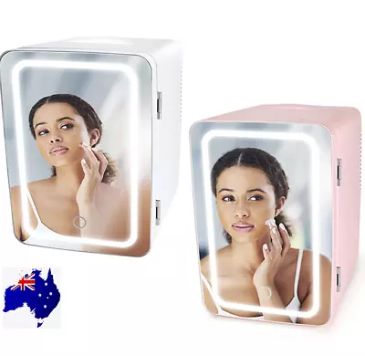 Skincare Fridge Mini Fridge Dimmable LED Mirror Cooler And Warmer For Bedroom 8L • $61.17