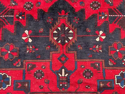 7x10 VINTAGE RUG HAND-KNOTTED ANTIQUE Handmade Oriental Carpet Red Blue 6x9 6x10 • $995