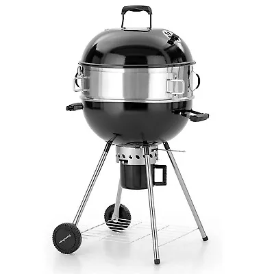 $179.99 • Buy Charcoal BBQ Silver 22-Inch Kettle Grill Black Premium Outdoor Cooker Smoker