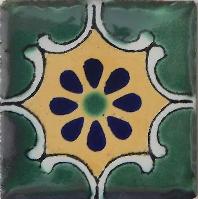  25 TILES Ceramic MEXICAN Talavera Handmade Tile 2x2 Clay Mexico Pottery 2-01 • $41.49