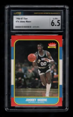 1986-87 Fleer Basketball Premier Set Card # 76 Johnny Moore CSG 6.5 EX/NM+ • $18