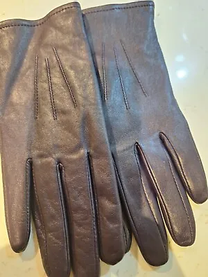 Ladies Leather Gloves Large - PURPLE - M & S • £7
