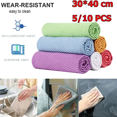£8.13 • Buy 10x Fish Scale Microfiber Polishing Cleaning Cloth Household Kitchen Easy Clean