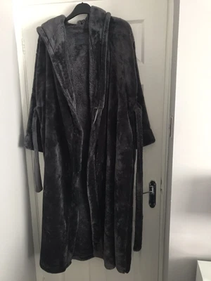 £11 • Buy M&s Ladies Super Soft Fleece Grey Long Belted Dressing Gown Size Uk Large