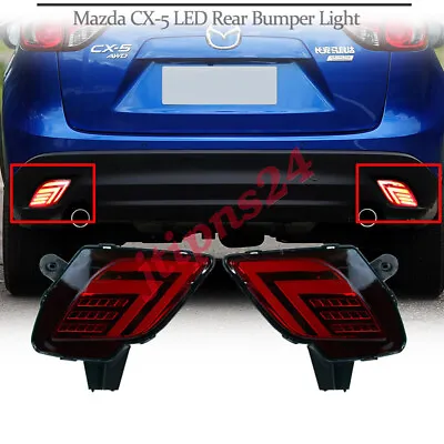 2x LED Red Rear Fog&Brake Bumper Reflector Lights DRL For Mazda CX-5 2012-2016 • $62.99