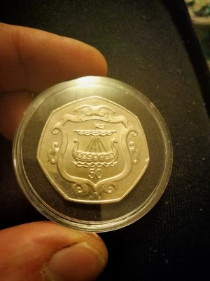 £0.99 • Buy 1985 Viking Longship Shield Isle Of Man 50p Fifty Pence Die AB Sports Privy