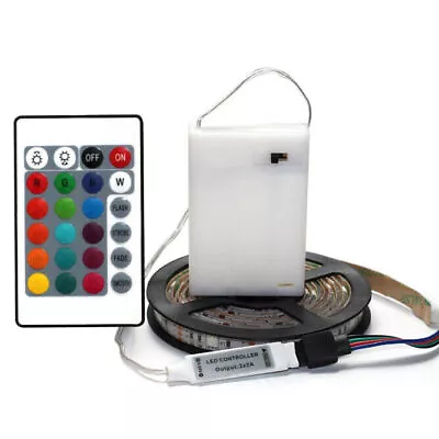Battery Operated LED Strip Lights 5050 RGB Color Changing Tape Room TV Lighting • $8.08