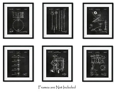 Set Of 6 Chalkboard Patent Art Prints Of Drums (8x10) Gifts For A Drummer Snare • $19.95