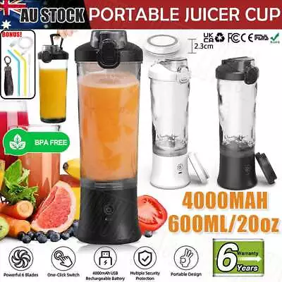 240W USB Portable Blender 600ml Smoothie Fruit Shakes Mixer Juicer For Travel • $34.45