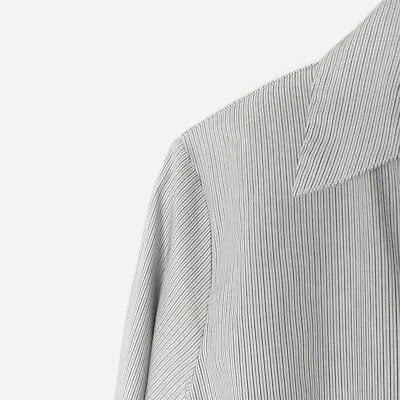 Worthington Size L Womens Blouse Button Front Long Sleeve V-Neck Pin Stripe Gray • $12.97