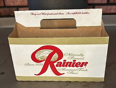 Vintage 1980's  RAINIER BEER Six 6 Pack Holder Carton Box Carrier Seattle WA. • $16