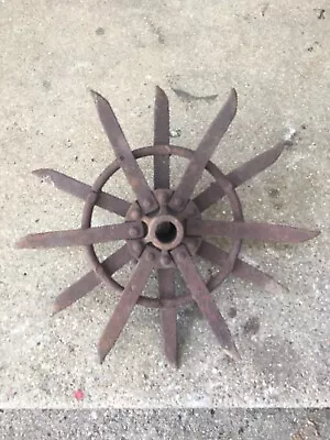 Vintage Rusty Industrial Iron Rotary Hoe Cultivator Yard Art Decor Sunburst • $56.50