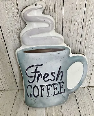 NEW! Fresh Coffee Retro Vtg Metal Tin Embossed Sign Home Wall Decor Coffee Mug • $16.99