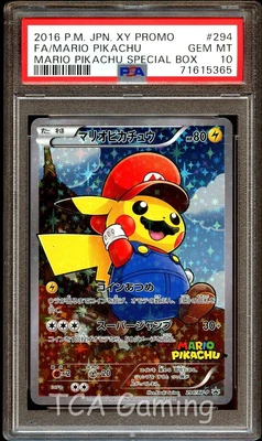 $4000 • Buy PSA 10 GEM MINT Mario Pikachu 294/XY-P FULL ART HOLO PROMO Pokemon Card CS25-365