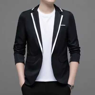 Slim Fit Men Business Dress Blazer Coat Slim Long Sleeve One Button Casual Coats • $38.47