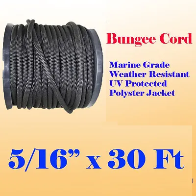 5/16  X 30 Ft (10 Yard) Premium Marine Grade Bungee Shock Stretch Cord UV Black • $14.95