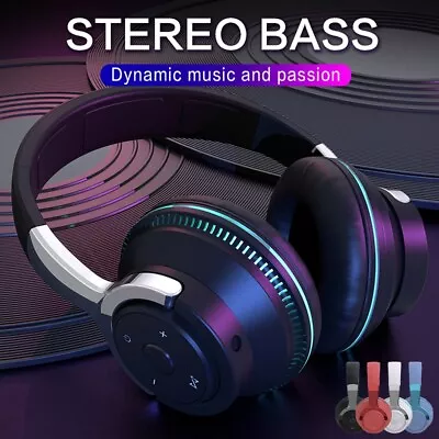 $18.36 • Buy Wireless Bluetooth 5.1 Headphones Over Ear LED Headset Stereo Noise Cancelling