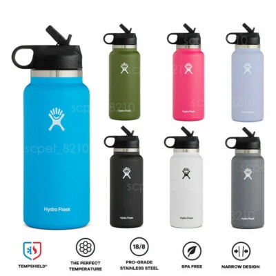 $25 • Buy Hydro Flask Stainless Steel Vacuum Insulated Sports Water Bottle Straw Flip Cap