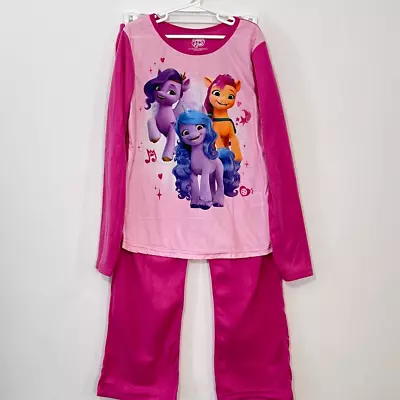 My Little Pony 2 Piece Pajama Set Girls 10/12 Pink Long Sleeve Fleece Top Pants • $13.40