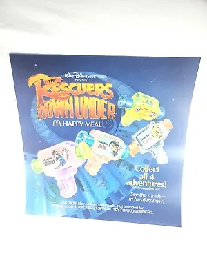 2000's McDonald’s Vintage VTG Translite Happy Meal 13 X13  Sign Disney Rescuers • $40