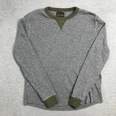 $5.98 • Buy Lucky Brand Thermal Shirt Mens Medium Heathered Gray With Green Trim Long Sleeve