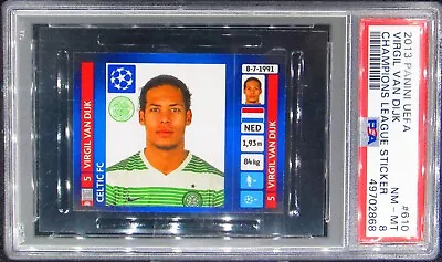 VIRGIL VAN DIJK ~ 2013 Panini Champions League Rookie Sticker  #610 🔥 PSA 8 RC • $55