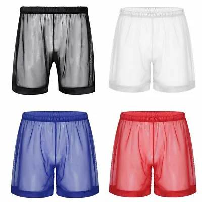 £12.06 • Buy Sexy Men's Underwear Transparent Mesh See Through Boxer Briefs Loose  Shorts