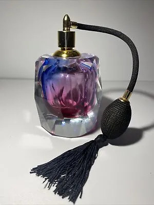 Murano Glass Perfume Bottle With Spray Atomizer Bulb With Submerged Interior. • $45.97