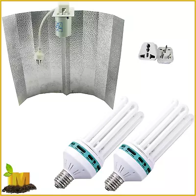 2700k 6400k Hydroponics Grow Lights 130W CFL & Bat Wing Reflector Grow Bloom Kit • $102.21