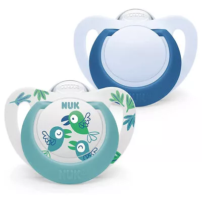 Nuk Star Soother New Born Baby Dummy Pacifier Bpa Free Size 2 Blue 6-18m 2 Pack • £9.99