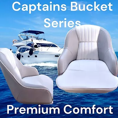 Boat Seat Captains Bucket Series Helm Chair Grey/white  1 Pair Marine Seats • $600