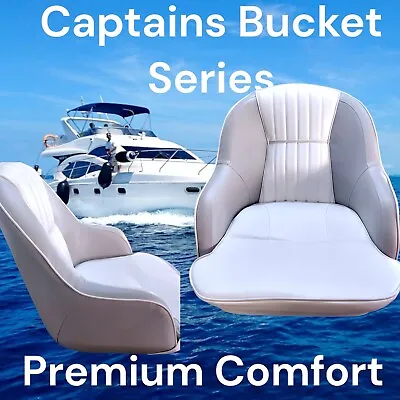 Boat Seat Captains Comfort Bucket Series Helm Chair Grey/white  1 Pair 2 Seats • $600