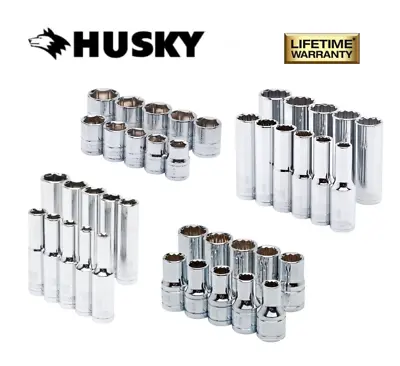 New Husky Socket 1/4  3/8  Or 1/2  Drive 6/12 Pt Shallow / Deep SAE Mm Any Size • $7.95