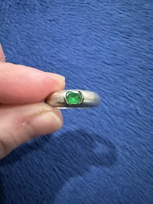 Vintage Sterling Silver Solitaire Emerald Band Ring Size 5 • $79.99