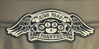 Ride Fast Ride Forever Skulls And Wings Large Back Biker Patch Iron On 12x5 Inch • $8.99