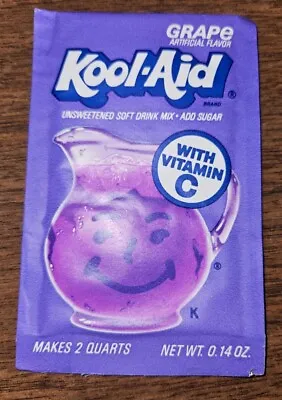 1x Vintage 1980's Kool Aid Grape Fruity Drink Mix Unopened Packet • $4.95