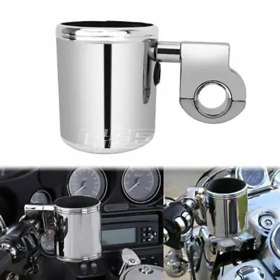 Chrome Motorcycle Cup Holder Handlebar Drink Bottle Holder Fit For Harley Yamaha • $18.99