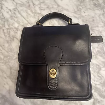 Vintage Coach Black Leather Station Bag Crossbody 5130 WILLIS Missing Strap • $64