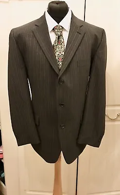 Karl Jackson Mens Grey Pinstripe Wool Blend  Suit Jacket Chest 44” • £9