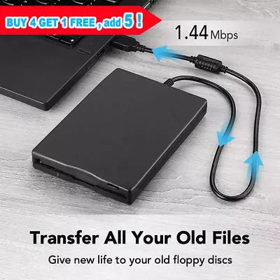 USB Floppy Disk Reader Drive 3.5  External Portable 1.44 MB FDD Diskette Drive • £12.10