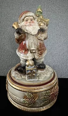 Porcelain Santa Music Box 2007 Elements Brand Jingle Bells 8 Inches • $11