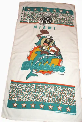 Vintage 1992 NFL MIAMI DOLPHINS Taz Tasmanian Devil Beach Pool Towel (BB9) • $29
