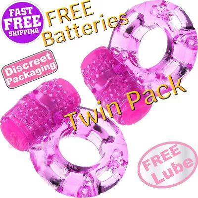$9.99 • Buy 2 Vibrating COCK Ring Rabbit Vibrator Couple Penis Clit Butterfly TWIN Sex Toy